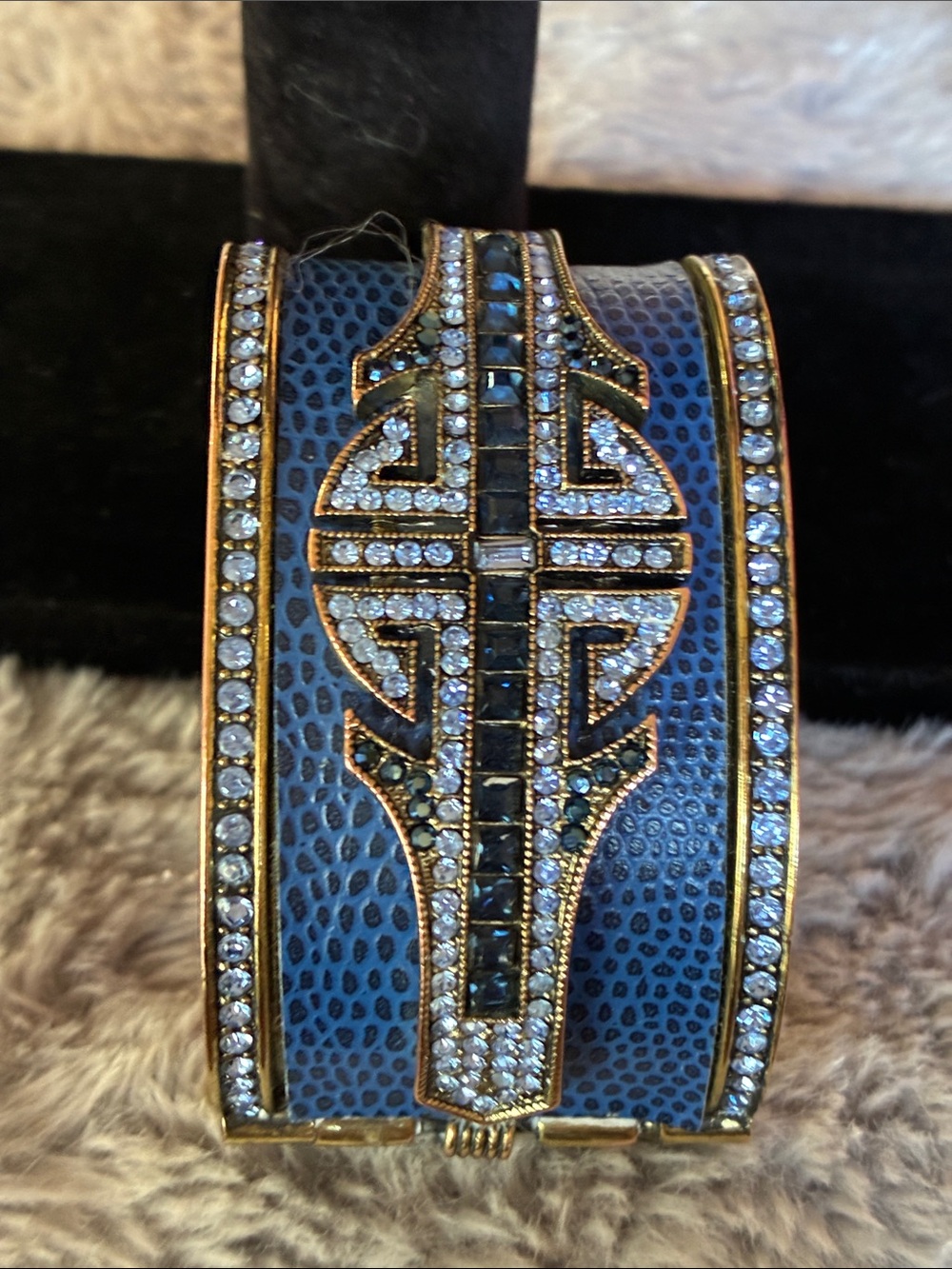 Heidi Daus Blue and Gold Crystal-Accented Wide Cuff Bracelet - Picture 5 of 6